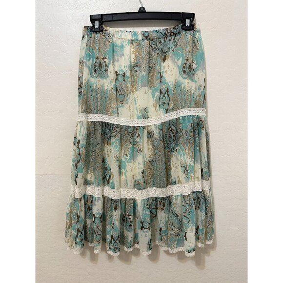 Vintage Y2K APT. 9 Womans Tiered Midi Skirt Size M Boho Festival Western Hippie - Picture 1 of 13